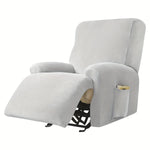 housses fauteuil beige gris bleu marine velours doux moderne confortable machine lavable anneaux fixations