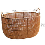 panier rond tressé marron clair bohème rangement chambre salon articles divers respectueux environnement