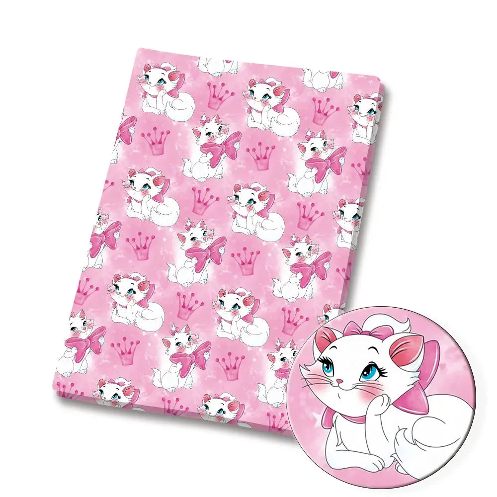 tissu coton polyester motif chatons roses couronnes rubans couture bricolage enfant 140x50cm