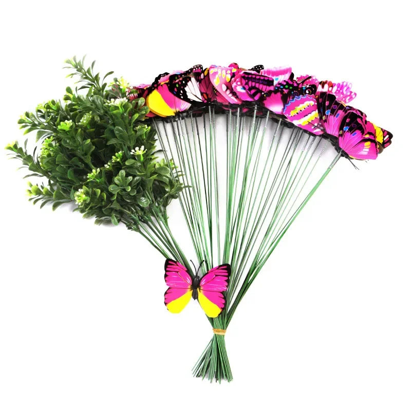 papillons decoratifs multicolores imitation nature tringles feuilles artificielles exterieur decoration jardin terrace potager
