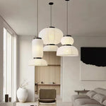 suspension moderne papier rayures horizontales blanc noir 2000 82000 lumens pendentif câble fixé