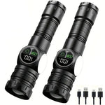 torche rechargeable led noire modes lumiere rouge aimant affichage lcd port usb camping adultes
