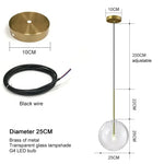 suspension lumineuse moderne transparente dorée brillante scandinave câble électrique fixée