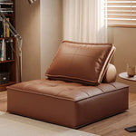 canapé lit moderne cuir noir blanc marron oreillers minimaliste salon