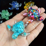 bijou tortue décoration colorées brillantes décoratif opaque multicolore verte bleue