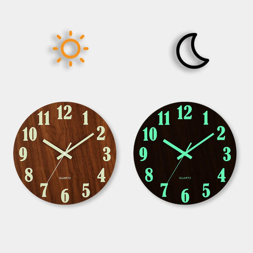 horloge murale bois lumineuse aiguille verte moderne 12 pouces minimaliste sans tic tac chambre