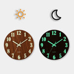 horloge murale bois lumineuse aiguille verte moderne 12 pouces minimaliste sans tic tac chambre