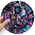 stickers moderne futuriste abstraits géométriques holographiques adhésifs variés textes cure obsessed cœur sensible