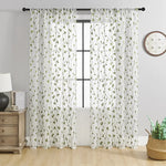 rideau transparent brodé feuilles protection uv polyester moderne blanc noir jaune vert turquoise floral