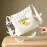 sac bandoulière toile blanc pikachu anime ours peluche grande capacité sac main