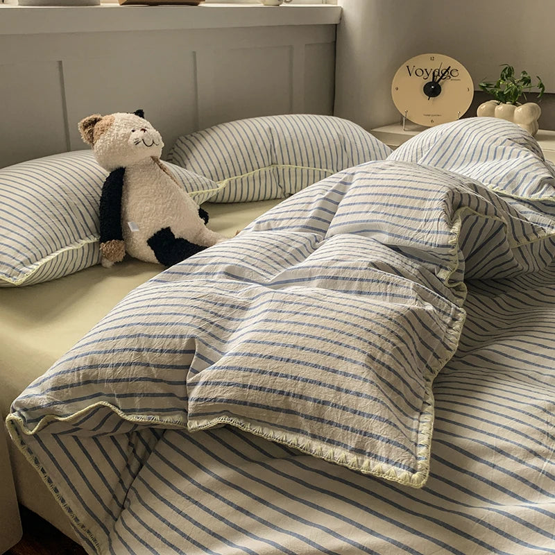 drap lit coton rayures blanc noir moderne 150x200cm 200x230cm 220x240cm 3pièces