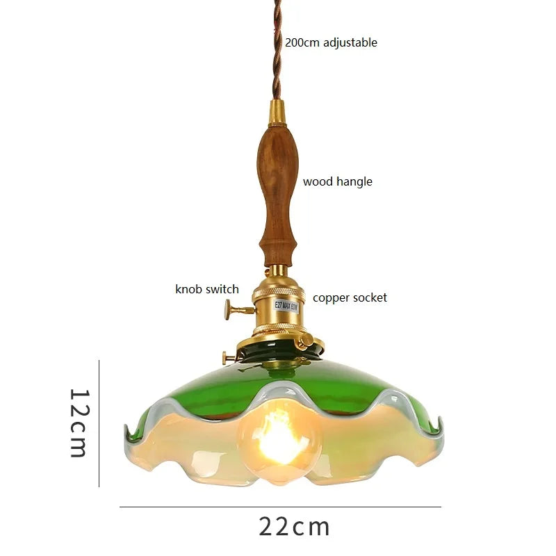 lampe suspendue vintage vert ombre matériau pierre verre 25cm ajustable 200cm autonomie e27