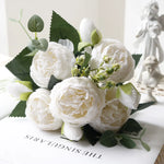 bouquet fleurs artificielles rose pivoine gypsophila mariage anniversaire décoration intérieureextérieur 30cm
