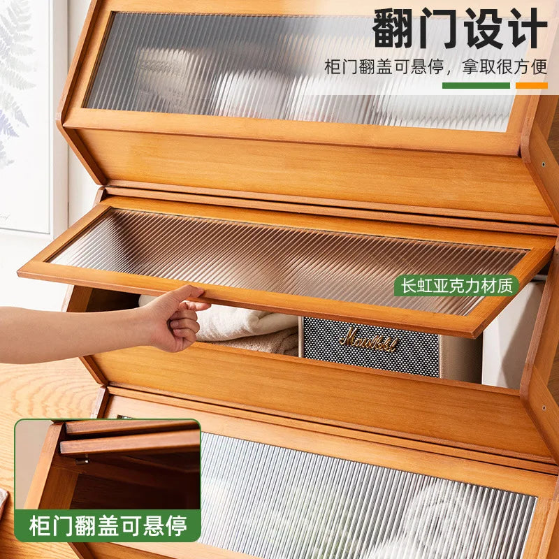 meuble rangement bois clair moderne minimaliste compartments opaques élégant storage efficace durable matériaux qualité