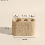 ensemble salle bain moderne beige clair brosse dents tube dentifrice distributeur savon tasses résine