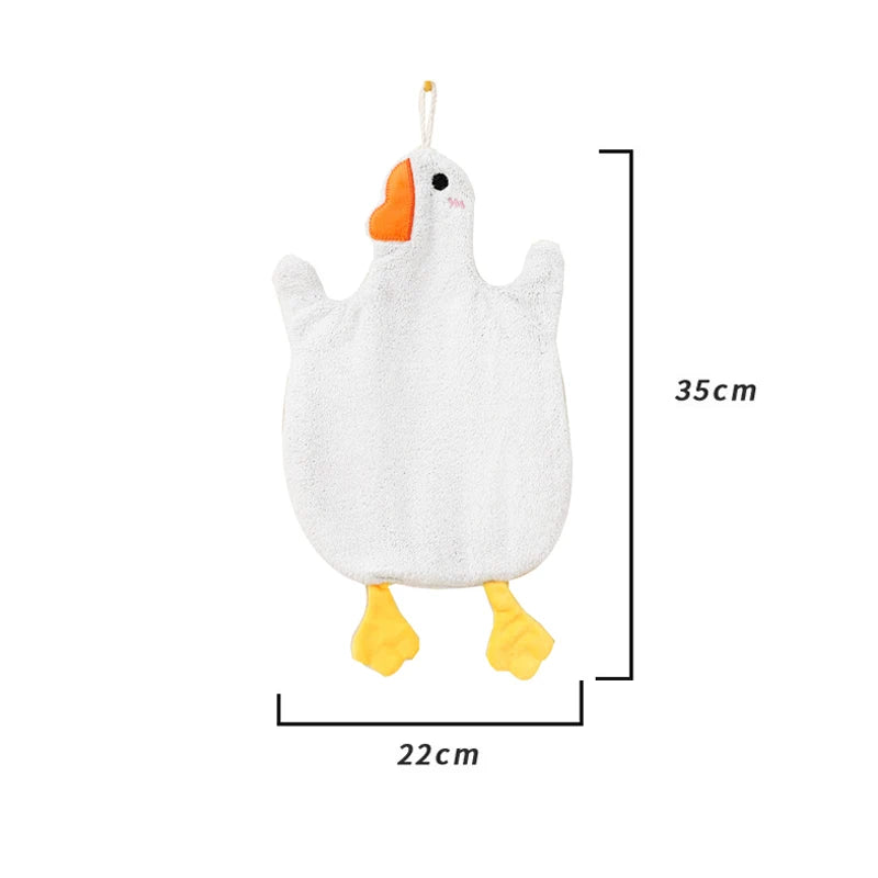 serviette forme canard blanc gris cartoon mignon poilu super absorption séchage rapide boucle suspendre