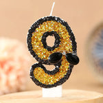 bougies forme chiffres paillettes dorées or noir festives anniversaires tringles