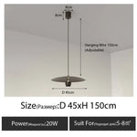 luminaire suspendu moderne minimaliste noir blanc abat jour disque élément décoratif câble fixation flux