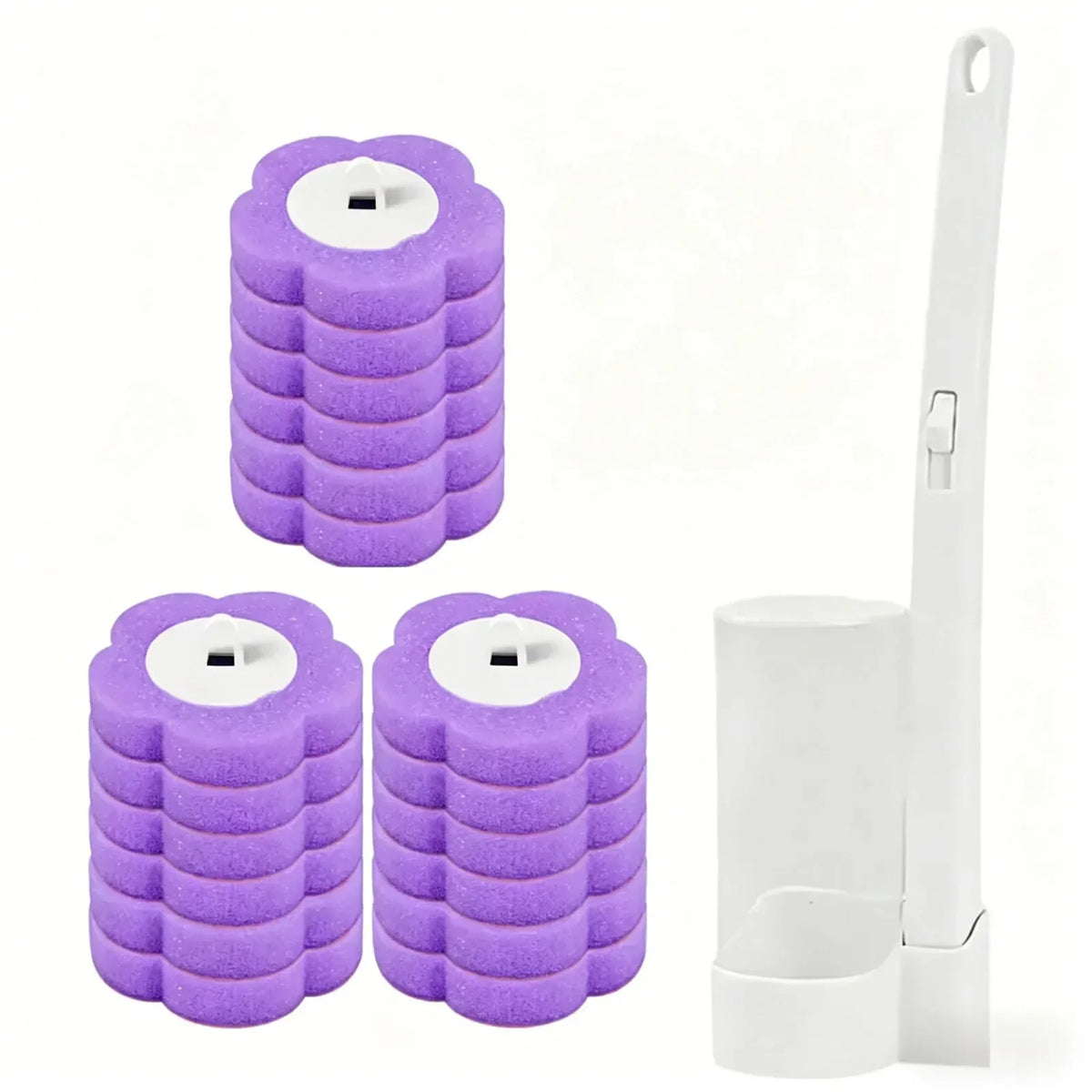 brosse wc jetable tête remplaçable kit outil nettoyage moderne pratique blanc bleu violet jaune