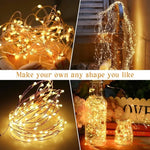 guirlande lumineuse solaire extérieure fil cuivre blanc doré led étanche décoration jardin terrasse mariage