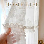 rideaux blancs broderie florale transparents classiques fenêtre romantiques chambre coucher
