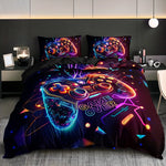 Parure de lit GamePad coloré 3 pièces housse de couette et taies d'oreiller