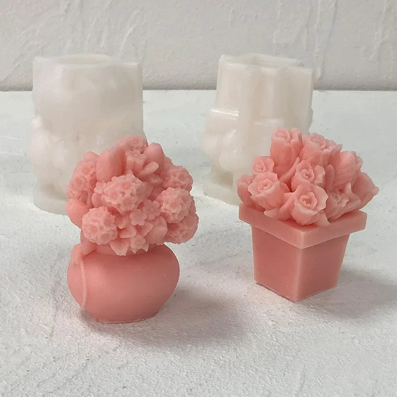 moule silicone bougie fleur rose bouquet artisanal décoration bricolage savon plâtre résine