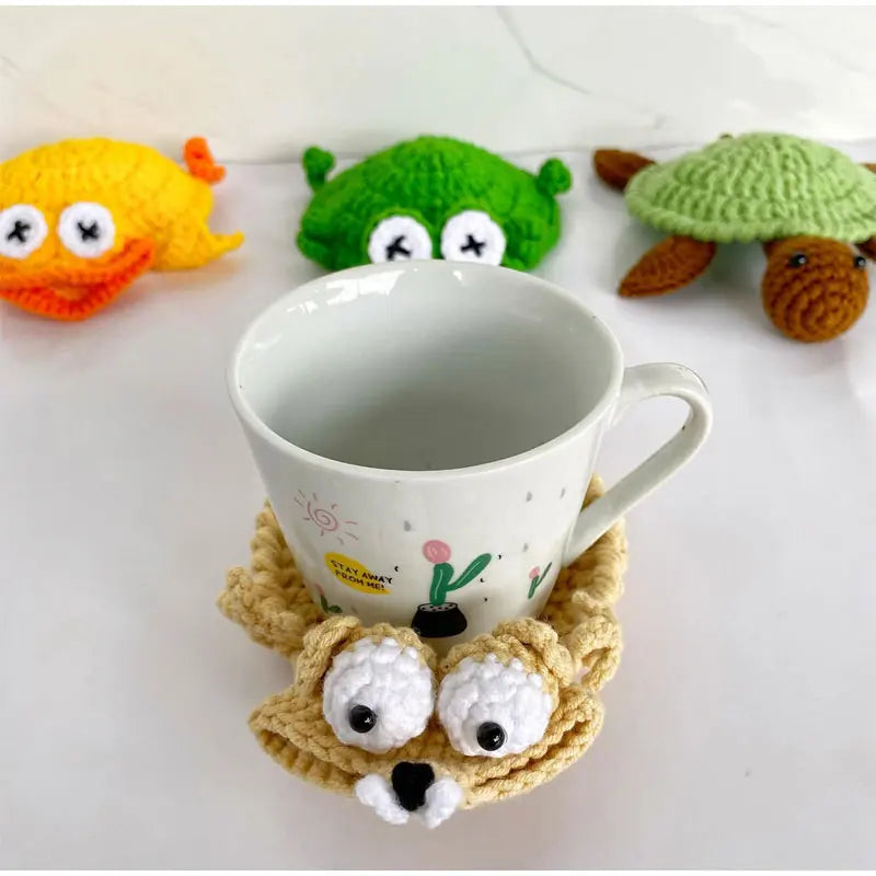 coasters animaux tête serpent tortue adhésifs créatifs couleur vert bleu beige jaune marron