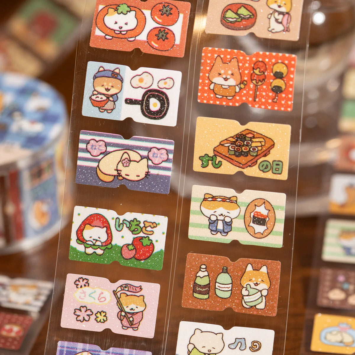 sticker autocollant kawaii dessins animés géométriques multicolores scrapbooking diy journal craft fournitures