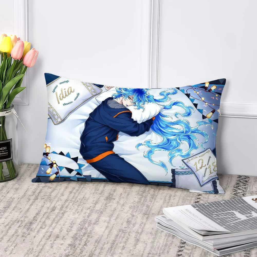 housse coussin imprimé anime personnages bleu blanc moderne double face