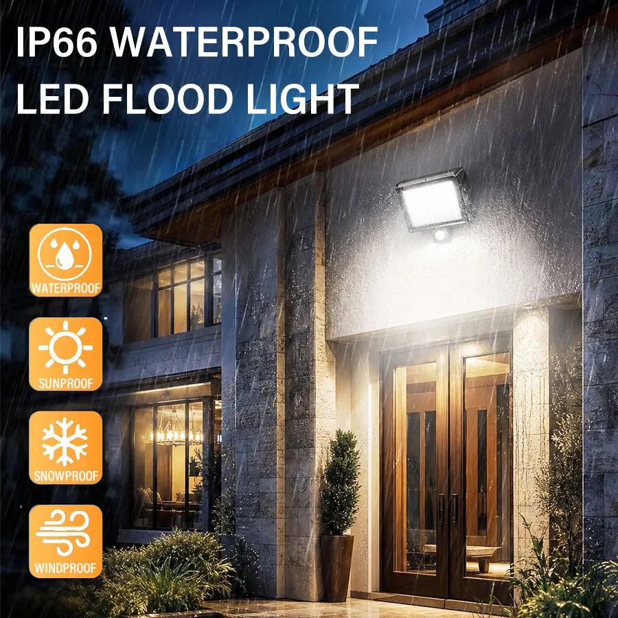 projecteur led détecteur mouvement sol noir moderne ip66 100w inondante contemporain