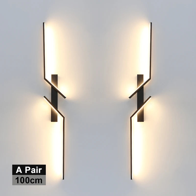 lampe murale led moderne 100cm noir interrupteur éclairage ambiance chambre salon