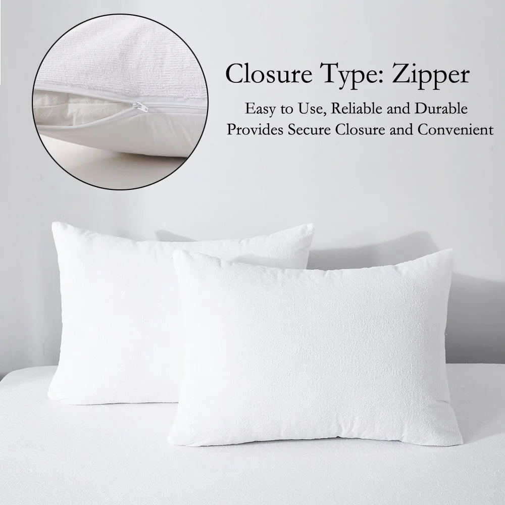 protège oreiller blanc moderne zip imperméable polyester respectueux environnement 20x26in 20x30in 20x36in 20x40in