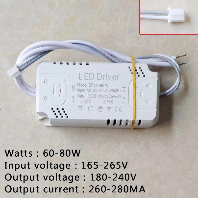 driver led blanc moderne 165 265v ac 80w transformateur éclairage fonctionnel