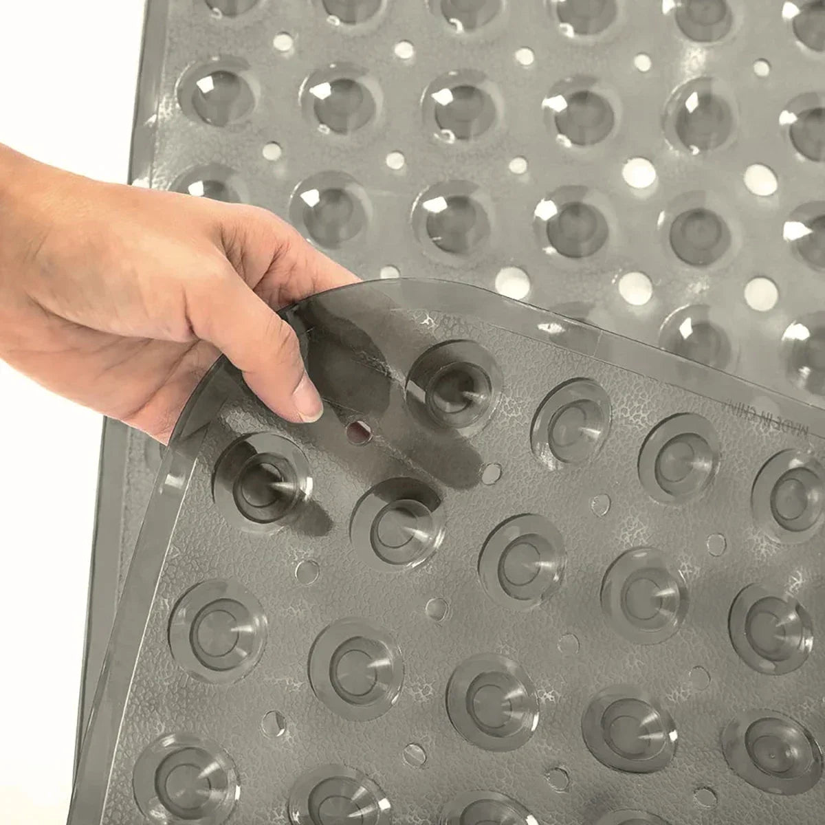 tapis bain moderne antidérapant 40x100cm bleu clair gris transparent drainage massage suction