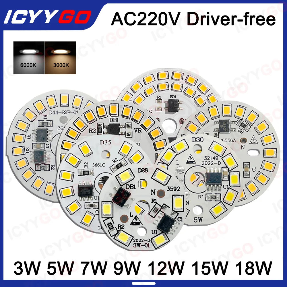 plaque led ronde blanche carrés jaunes puce smd 2835 éclairage intérieur spot encastrable