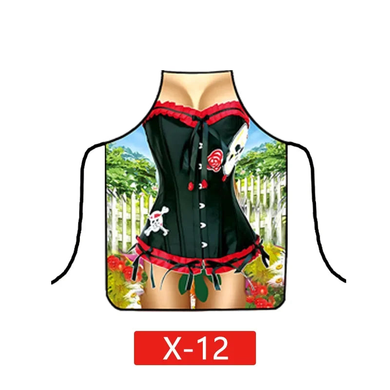 tablier moderne illustratif personne lingerie camouflage crânes papillons rouge noir blanc bleu
