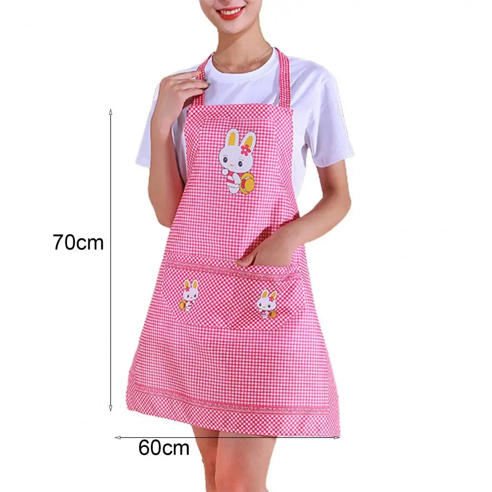 tablier cuisine rose bleu carreaux blancs lapin moderne décontracté poche collier