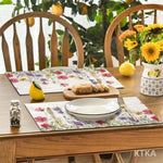 tapis table moderne floral multicolore blancs variés thème saisonnier 45x30cm