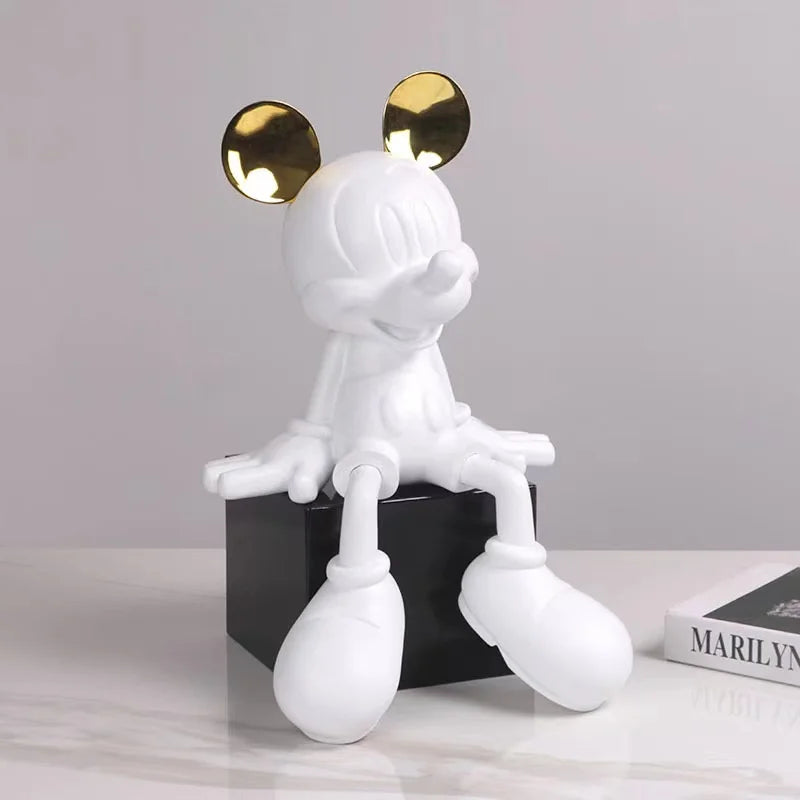 figurine mickey mouse résine noire blanche moderne figurine deco salon hall entrée meuble tv