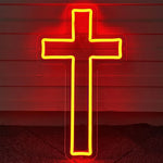 croix lumineuse rouge blanc moderne minimaliste acrylique LED chambre décoration festive Pâques Halloween