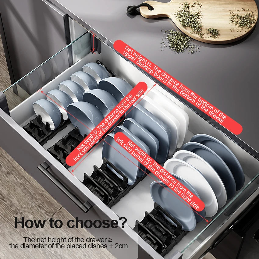support rangement assiettes bols gris blanc moderne clips anti rustre ajustable évier cuisine