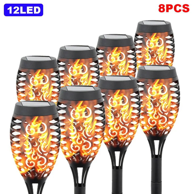 torche solaire imperméable led flamme animée moderne extérieur jardin décoration motifs floraux ip65 abs