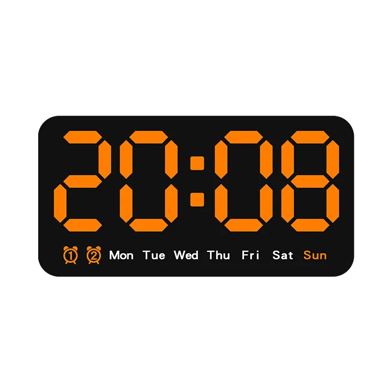 horloge murale numérique réveil double alarme calendrier led moderne noire blanche rose bleu verte