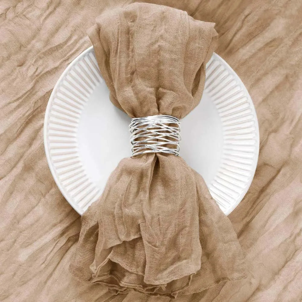 serviettes coton polyester 50x50cm beige clair texture ondulée classique maison mariage événements