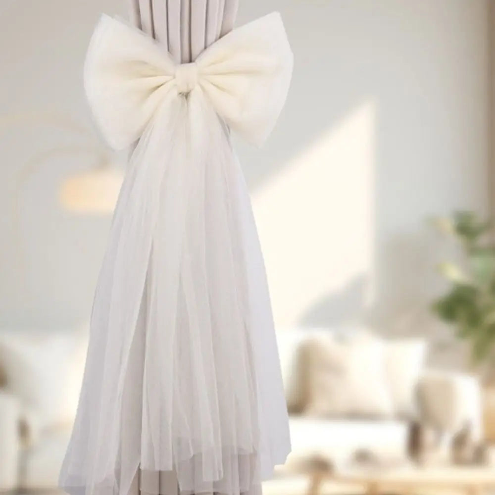 attaches rideau tulle texturé rubans décoratifs girly festif blanc violet orange bleu marine rose