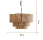 Suspension lumineuse tissu marron clair moderne rustique câble noir chambre salon