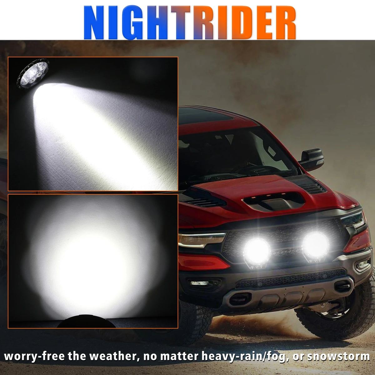 lampe travail tout terrain 6500k led ronde moderne robuste noir jaune haute luminité spot
