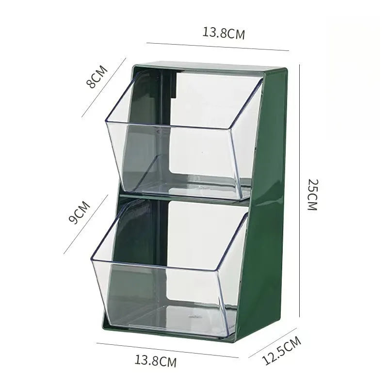 organisateur compartiments transparents rangement sucre articles blanc crème vert moderne minimaliste cuisine