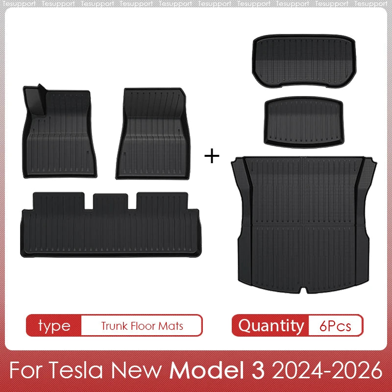 tapis sol coffre tesla model noir rayures horizontales moderne antidérapant caoutchouc